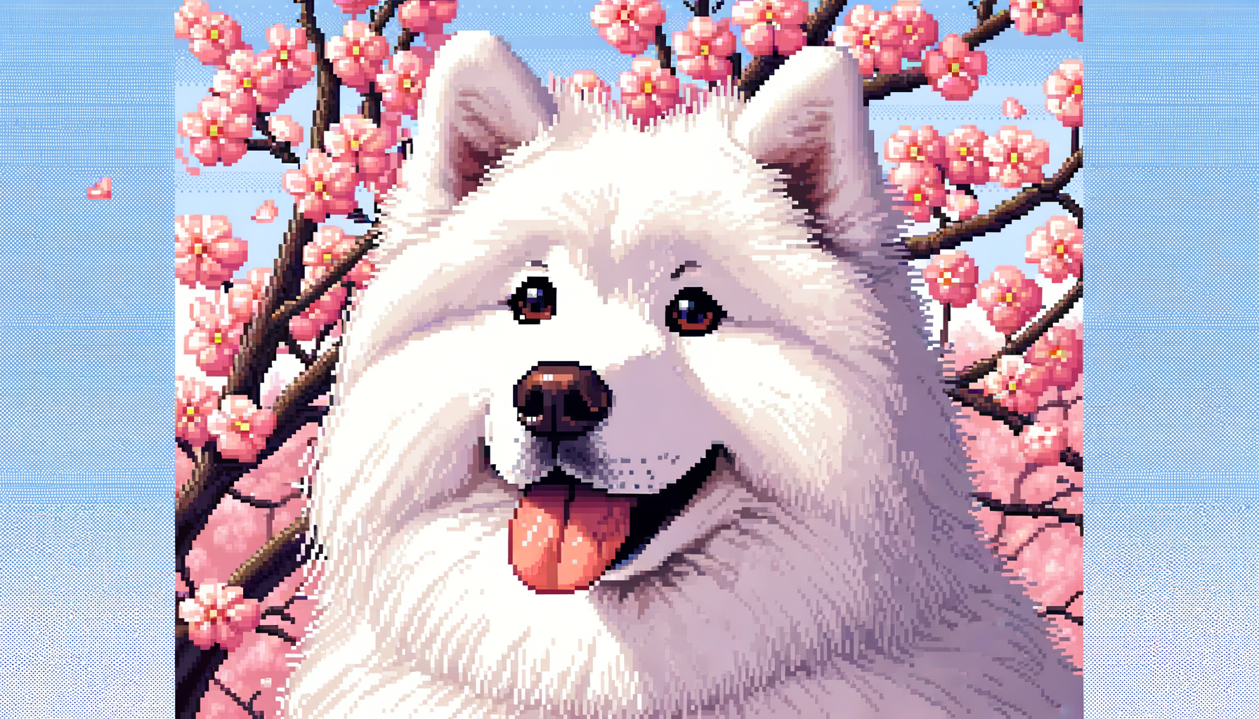 Kellli as Pixel art with cherry blossom tree background